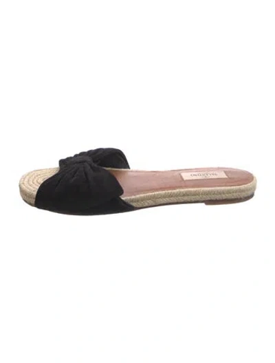 Pre-owned Valentino Garavani Suede Bow Accents Espadrilles In Black