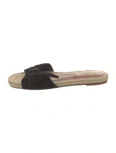 Pre-owned Valentino Garavani Suede Bow Accents Espadrilles In Black