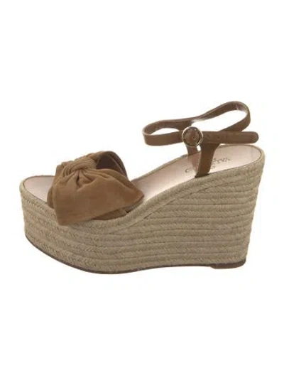Pre-owned Valentino Garavani Suede Bow Accents Espadrilles In Brown