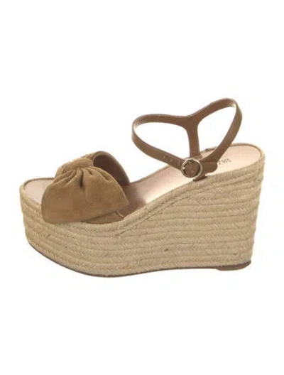 Pre-owned Valentino Garavani Suede Bow Accents Espadrilles In Brown