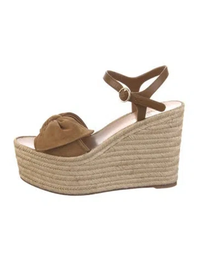 Pre-owned Valentino Garavani Suede Bow Accents Espadrilles In Brown