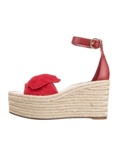 Pre-owned Valentino Garavani Suede Bow Accents Espadrilles In Red