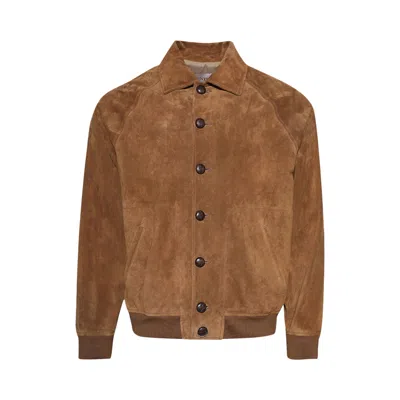 Pre-owned Valentino Suede Button-up Jacket 'cuoio' | Brown | Men's Size 56