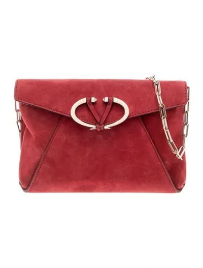 Pre-owned Valentino Garavani Suede Clutch In Red