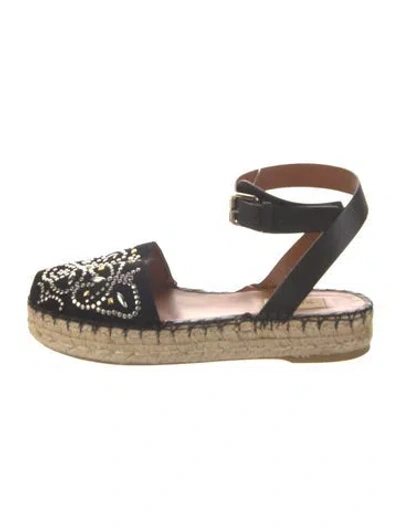 Pre-owned Valentino Garavani Suede Colorblock Pattern Espadrilles In Black