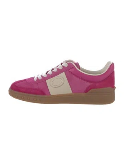 Pre-owned Valentino Garavani Suede Colorblock Pattern Sneakers In Pink