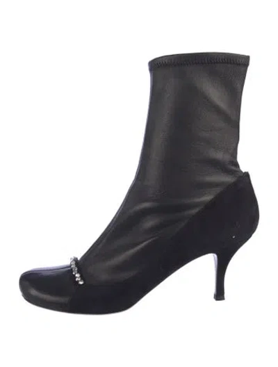 Pre-owned Valentino Garavani Suede Crystal Embellishments Boots In Blue