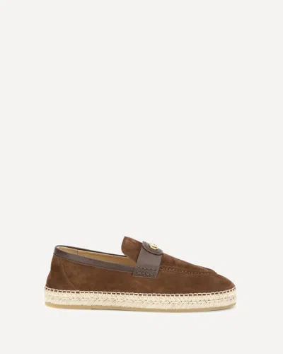 Valentino Garavani Vlogo Suede Leather Espadrilles In Brown