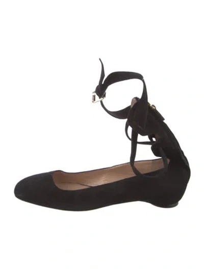 Pre-owned Valentino Garavani Suede Flats In Black