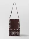 Valentino Fringed Suede Shoulder Bag With Adjustable Strap