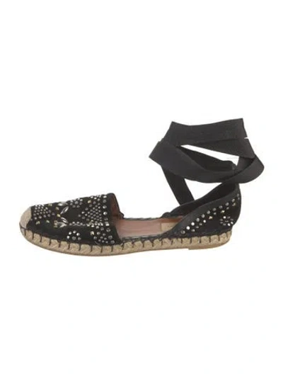 Pre-owned Valentino Garavani Suede Graphic Print Espadrilles In Black