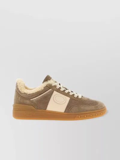 Valentino Garavani Suede High-top Sneakers Rubber Sole In Brown