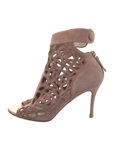 Pre-owned Valentino Garavani Suede Lace-up Boots In Pink