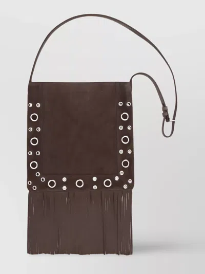 Valentino Garavani Suede Leather Fringe Shoulder Bag
