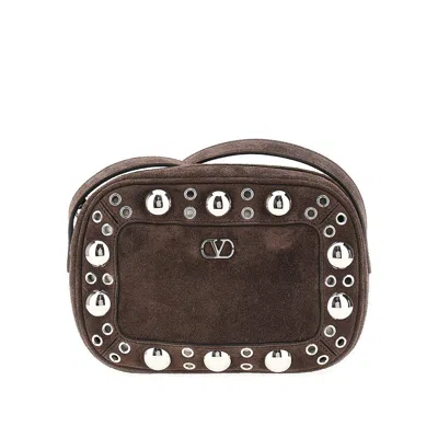 Valentino Garavani Suede Leather 'nellcôt' Crossbody Bag In Brown