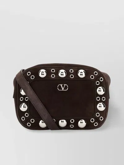 Valentino Garavani Suede Nellcã´te Crossbody Bag With Studded Detailing In Brown