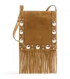 Valentino Nellcote Fringe Studded Suede Crossbody Bag In Brown