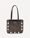 Valentino Studded Suede Double Handles Shoulder Bag