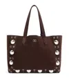 Valentino Nellcote Studded Suede Tote Bag In Brown