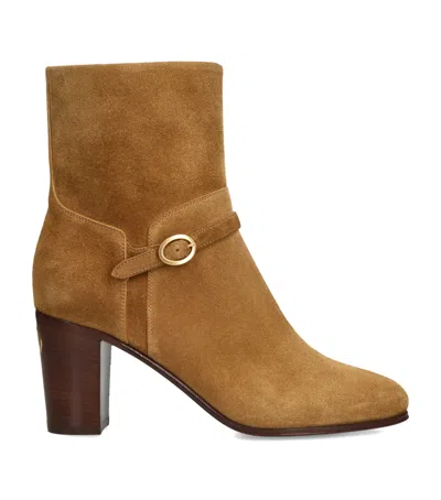 VALENTINO GARAVANI SUEDE PATTIE HEELED ANKLE BOOTS 75
