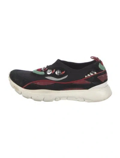 Pre-owned Valentino Garavani Suede Printed Sneakers In Black