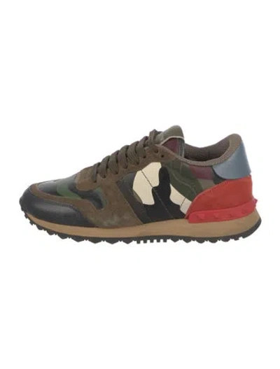Pre-owned Valentino Garavani Suede Printed Sneakers In Brown