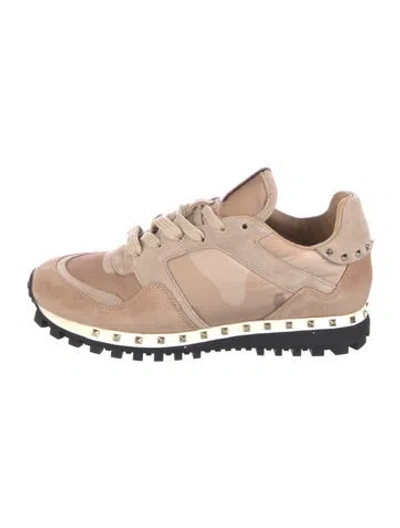 Pre-owned Valentino Garavani Suede Printed Sneakers In Neutral
