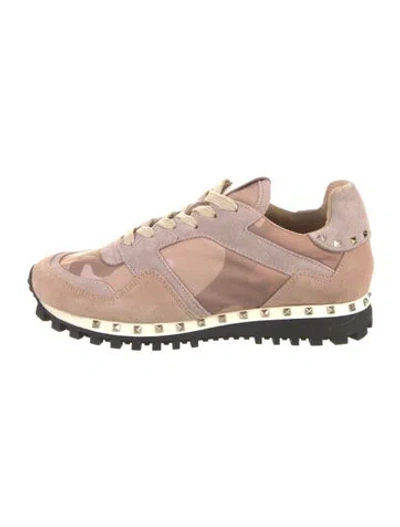 Pre-owned Valentino Garavani Suede Printed Sneakers In Pink