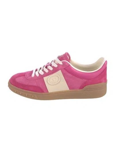 Pre-owned Valentino Garavani Suede Printed Sneakers In Pink