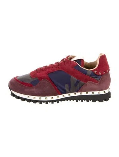 Pre-owned Valentino Garavani Suede Printed Sneakers In Red