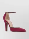 Valentino Garavani Suede Pumps With Buckle Detail And Pointed Toe In Burgundy