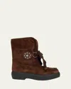 Valentino Suede Sheep Shearling Snow Booties In Brown