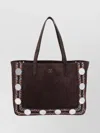 Valentino Suede Shopper Bag With Dual Handles And Embellishments