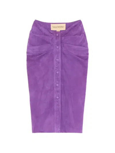 Valentino Button Detailed Gathered Skirt In Purple