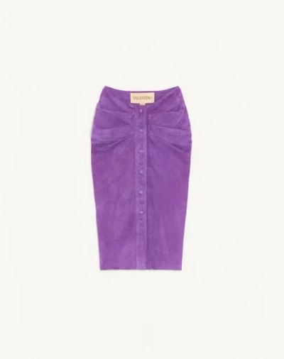 Valentino Suede Skirt Woman Purple 40