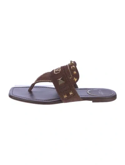 Pre-owned Valentino Garavani Suede Slides In Multi