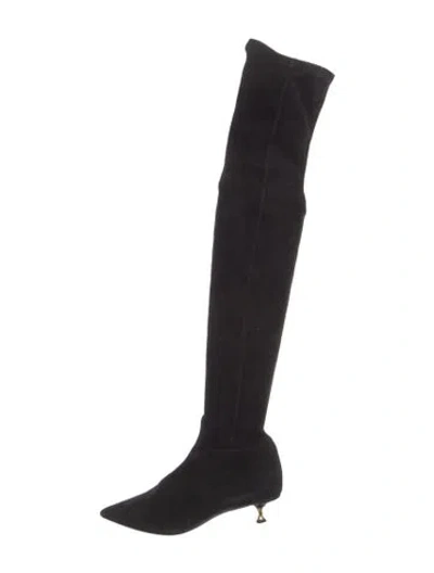 Pre-owned Valentino Garavani Suede Sock Boots In Black