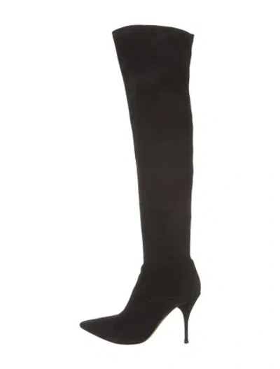 Pre-owned Valentino Garavani Suede Sock Boots In Black