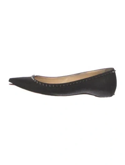 Pre-owned Valentino Garavani Suede Studded Accents Ballet Flats In Black