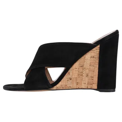 Pre-owned Valentino Garavani Valentino Suede Wedge Mule Sandals In Black