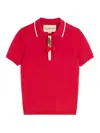 Valentino Cherryfic Top With Polo Collar And Cherry Embellishment In Red