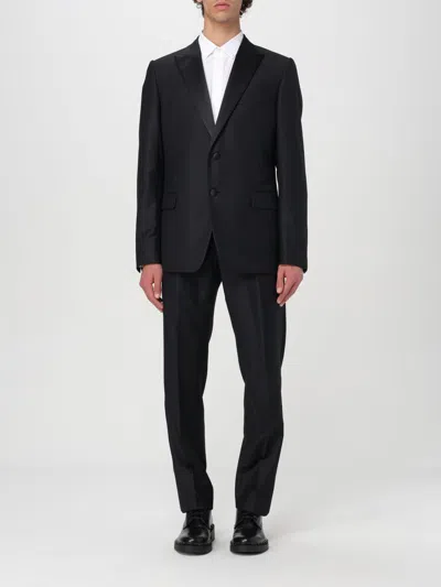 Valentino Navy Blue Single-breasted Suit In Wool Men In Black