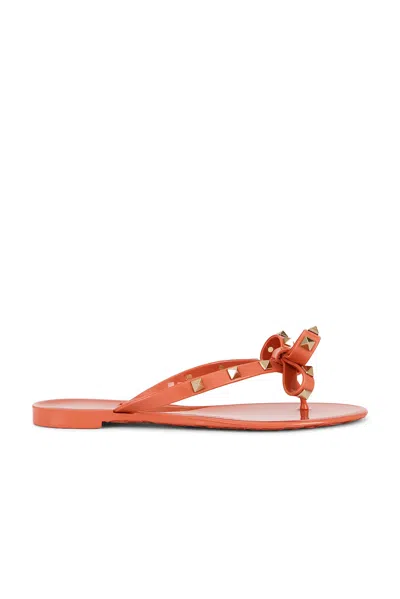 Valentino Garavani Summer Rockstud Thong Sandal In Orange