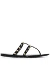 Valentino Garavani Summer Rockstud Thong Sandals In Black