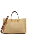Valentino Medium Straw Vlogo Signature Tote Bag In Neutrals