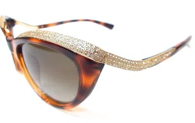 Pre-owned Valentino Garavani Valentino Sunglass Plastic Dark Havana/swarovski 54-17-135 In Brown