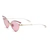 Valentino Sunglasses Butterfly Full Rim, Yellow Gold/black Enamel Frame And Dark Grey To Light Grey Ar Lens Vl In Gold