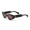 Valentino Sunglasses Cat Eye Full Rim, Shiny Black Frame And Dark Bordeaux Ar Lens Vls-101a In Black