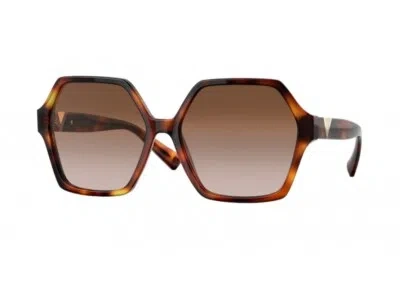 Pre-owned Valentino Sunglasses Va4088 501113 Havana Brown Woman