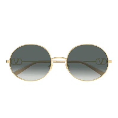 Valentino Sunglasses Vg0027 S 001 Gold/grey Women In Green